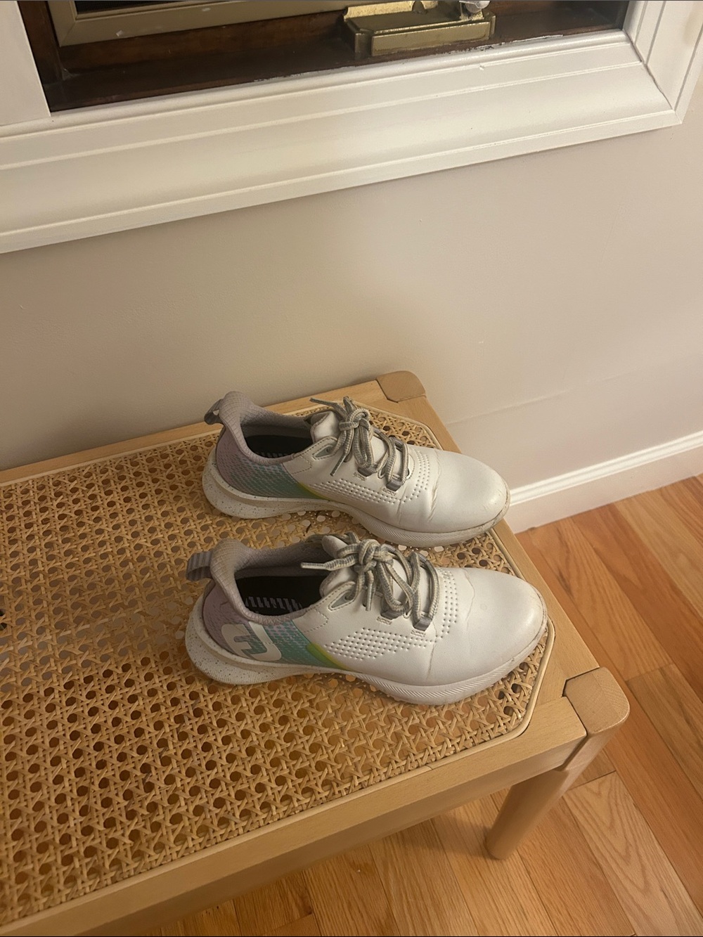 FootJoy White Athletic Sneakers with Pastel Green & Purple Accents